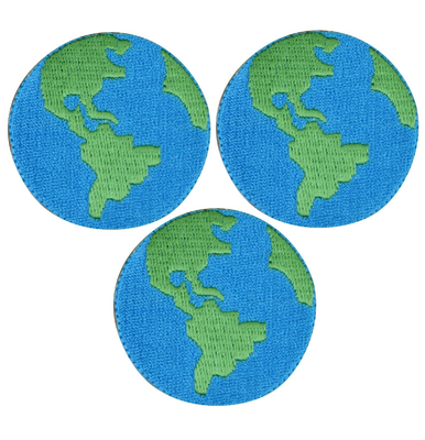 سفارشی سیاره زمین جهان آهن بر روی نشان گلدوزی شده مرز آبی Merrow
