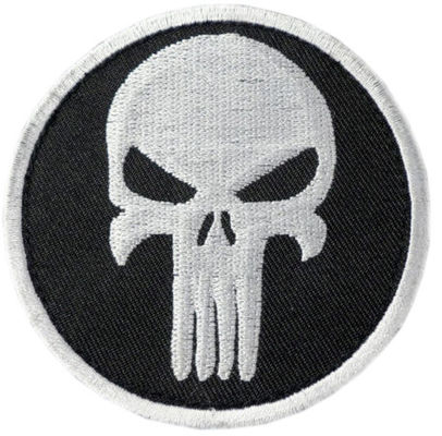 Skull Pattern Twill Embroidered Badge Borders Merrowed Borders