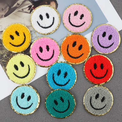 Smile Face Cute Chenille Iron on Patches چسب دوزی تزئینی