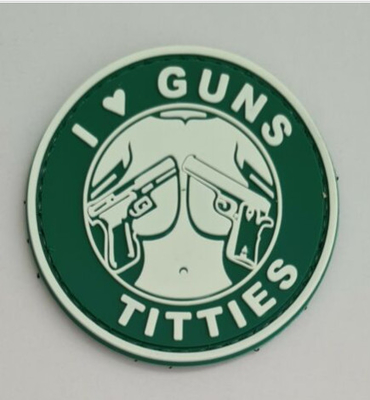 وصله اخلاقی 3 بعدی پی وی سی Guns And Titties Starbucks Green Hook And Loop Patches Morale