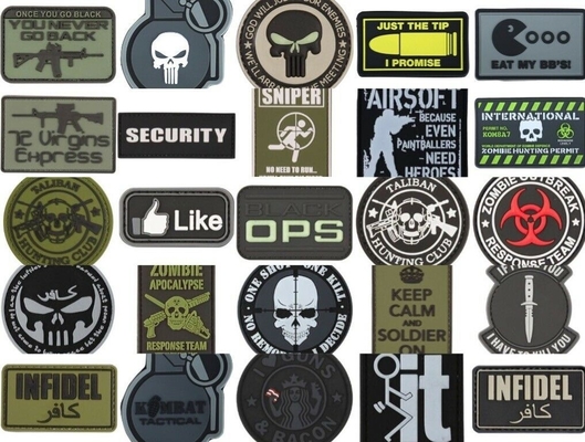 Hook Loop PVC Tactical Airsoft Patch Pantone Color Embossed 2D 3D