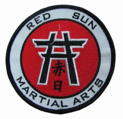 Pantone Iron On Embroidery Patch PMS Twill RED SUN MARTIAL ARTS
